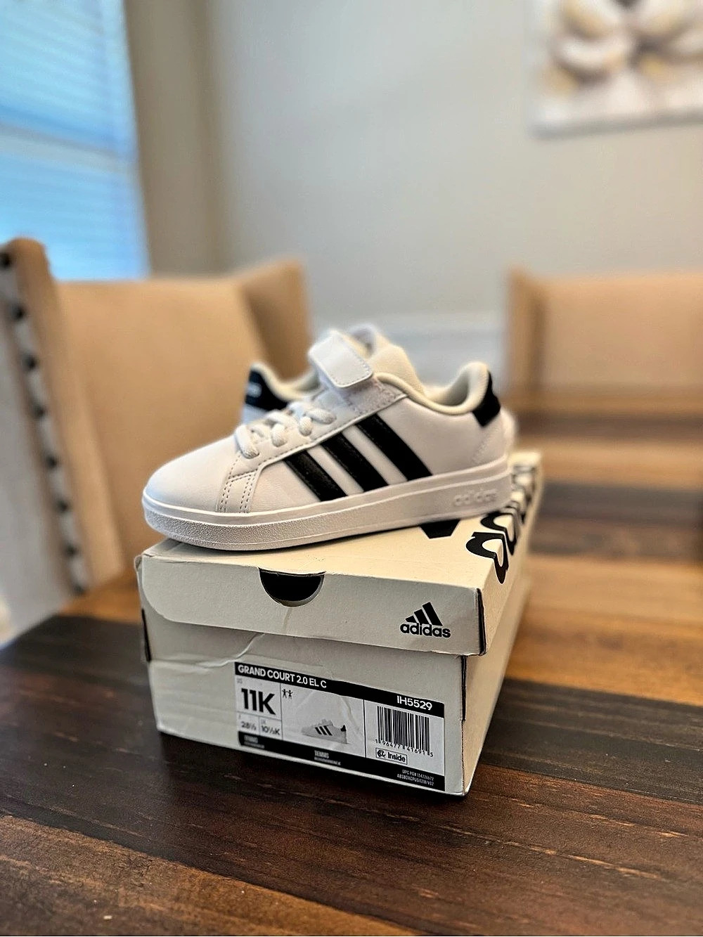 adidas Grand Court 2.0 EL C US 11K White & Black